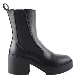 Nine West Women's Doleas Black Faux Leather Platform Slip On Ankle Boots Sz 6.5M